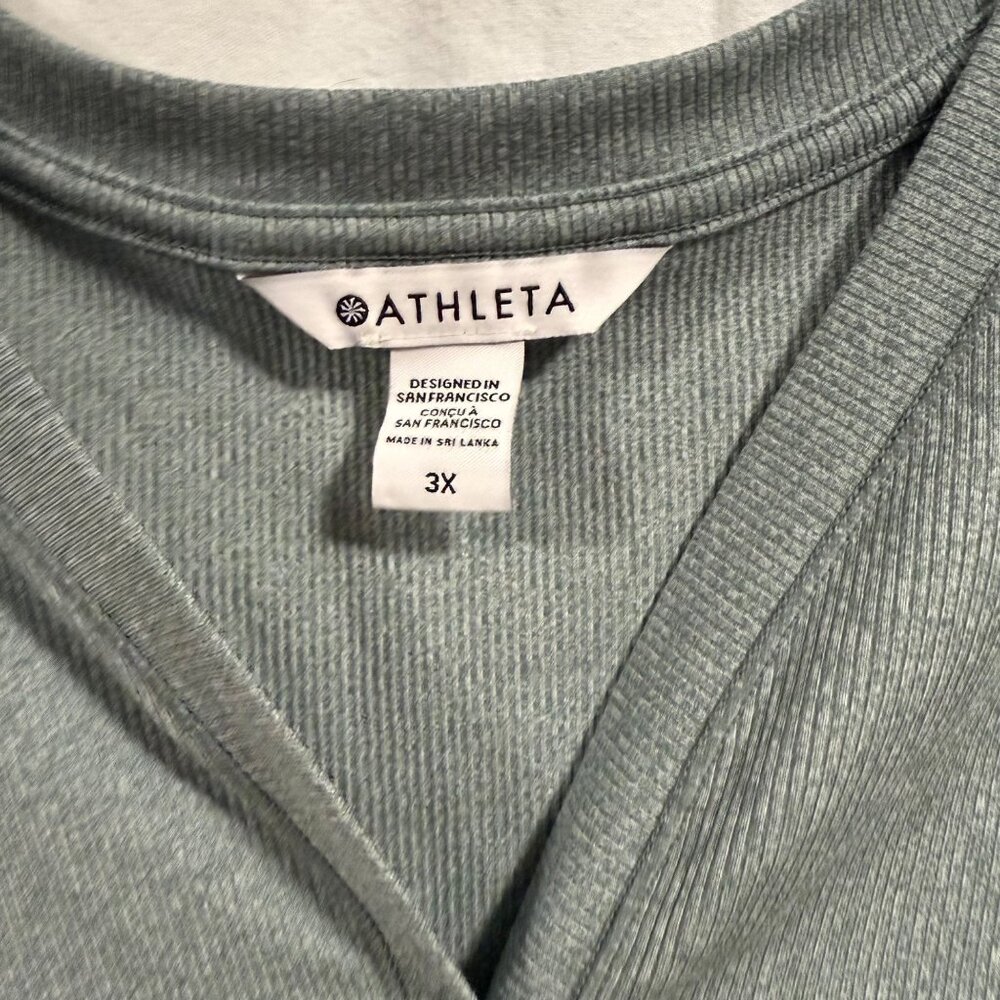 Athleta Uptempo‎ Ribbed Henley Top Sage Green Size 3X - Picture 2 of 6